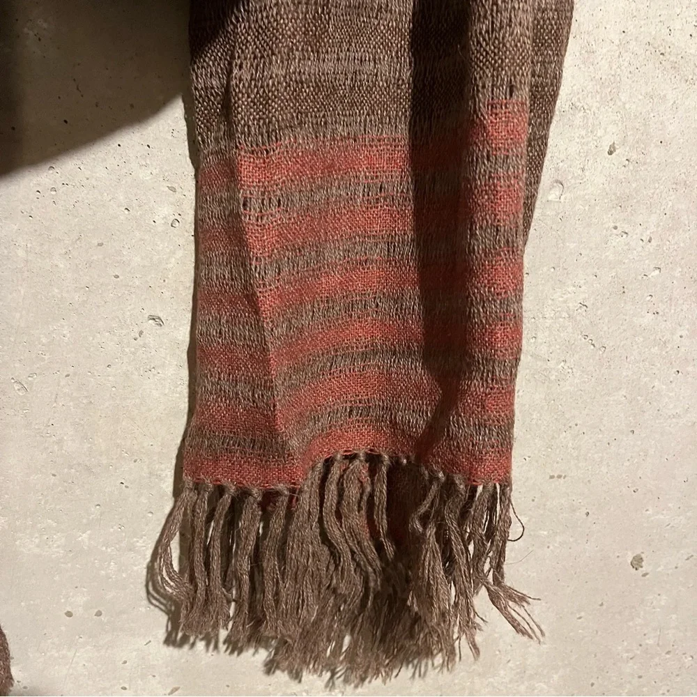 Living Threads NWT Ketzah Multicolor Handmade Woven Boho Scarf Wrap 20x80 Fringe